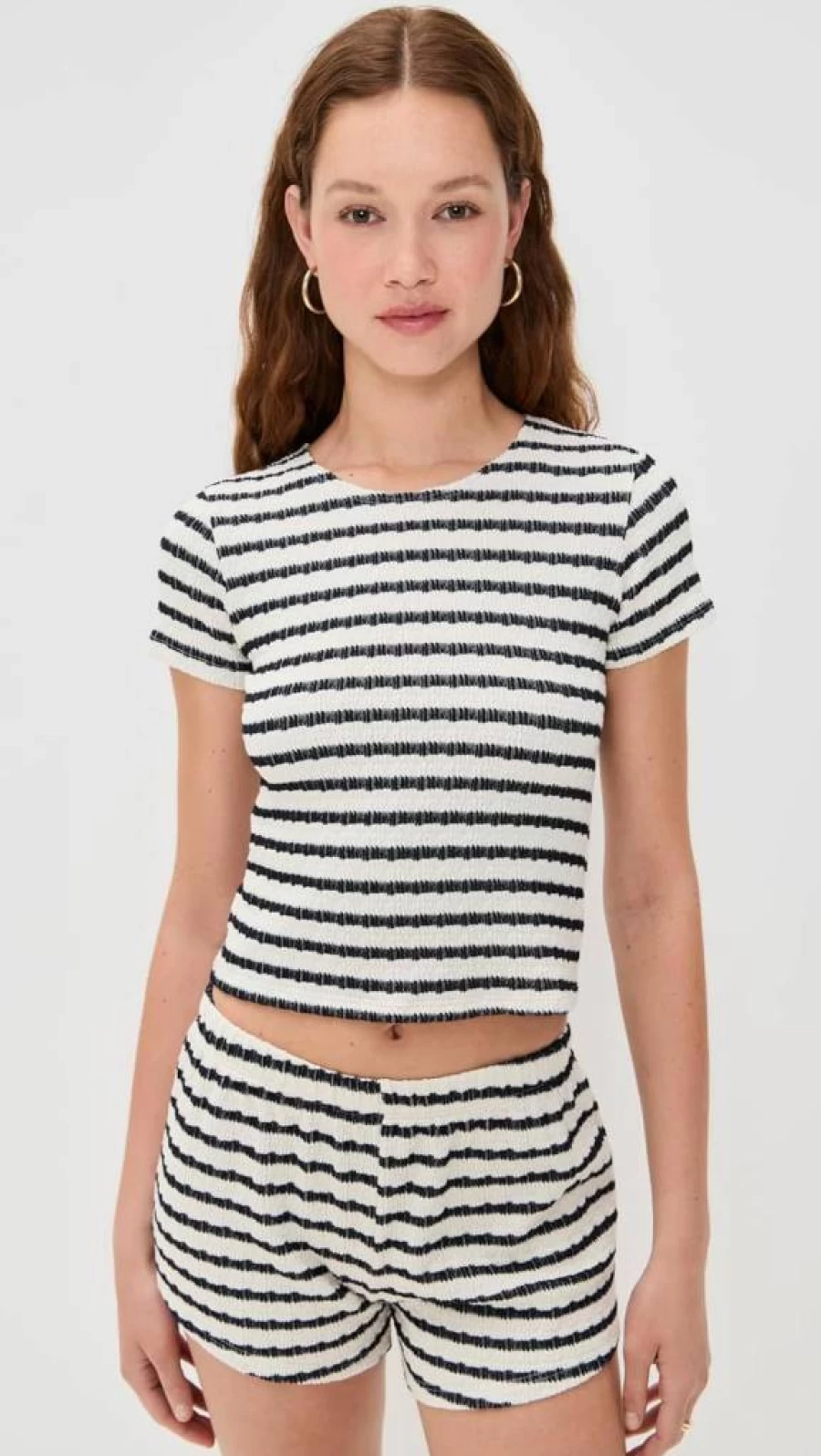 LE BOP Women's Eloise Striped T-Shirt | Casual Short Sleeve Top for Women