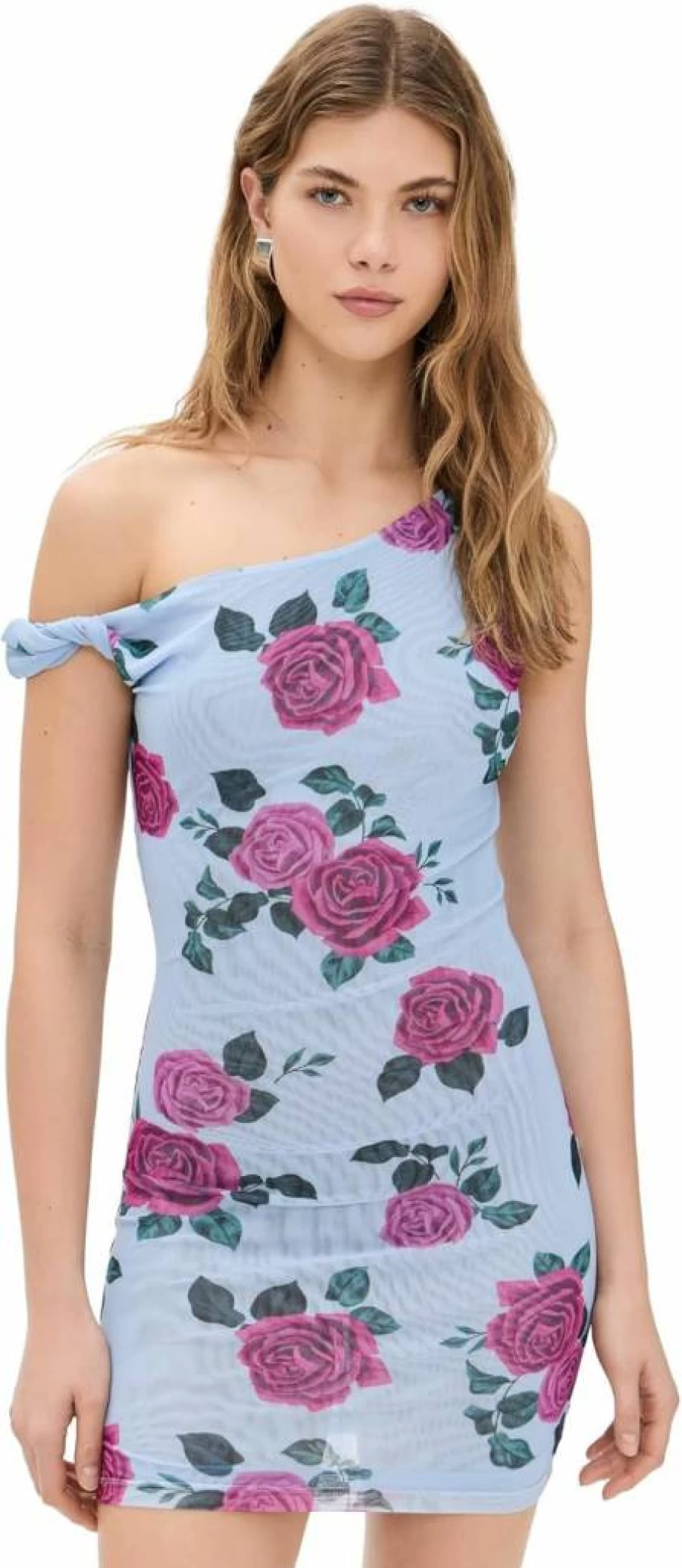 Good American Women's Sexy Mesh Twist Mini Dress - Stretchy Bodycon Party Dress