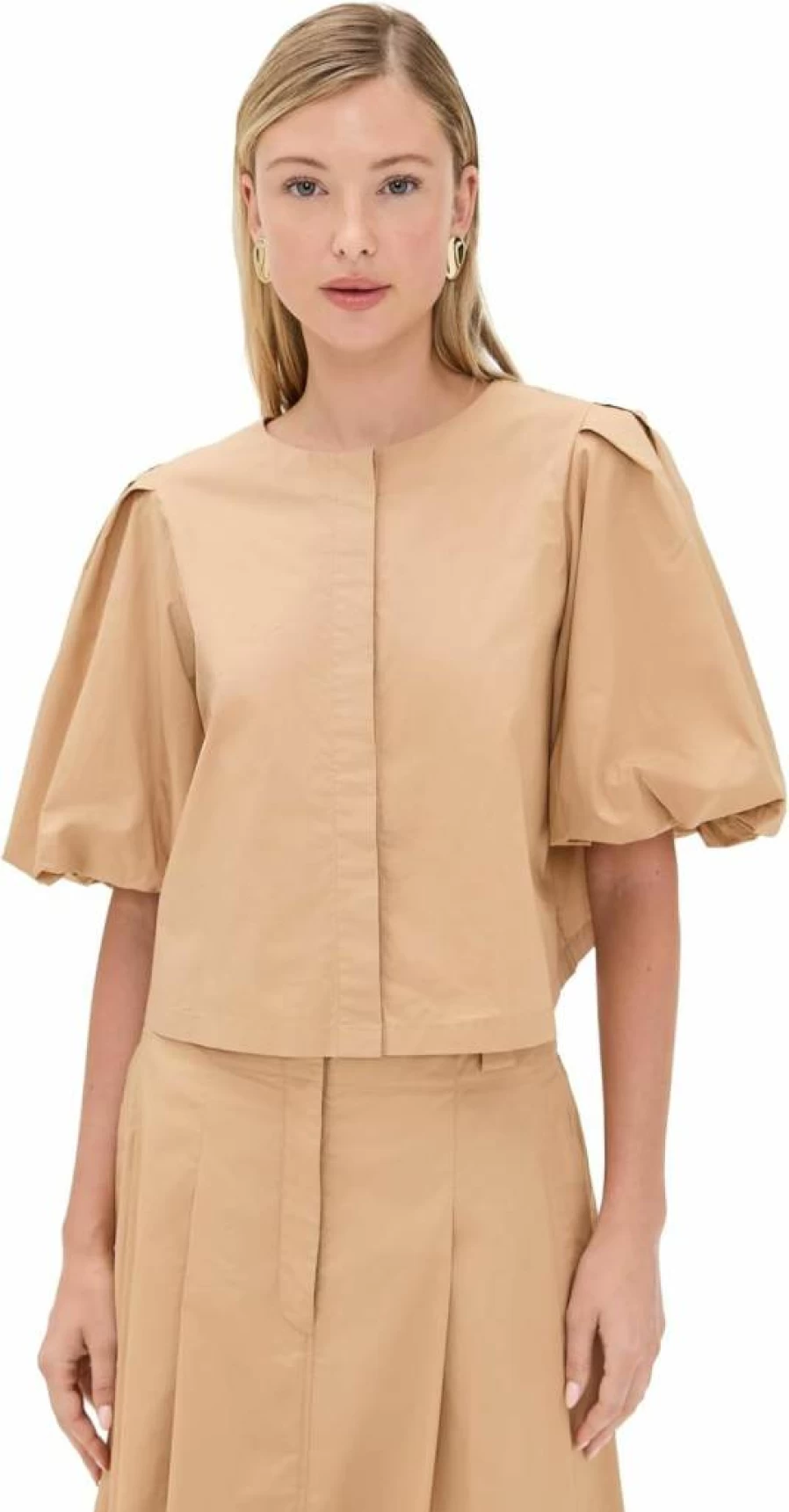 LE BOP Women's Liza Blouse with Puff Sleeves - Stylish Casual Shirt for Women