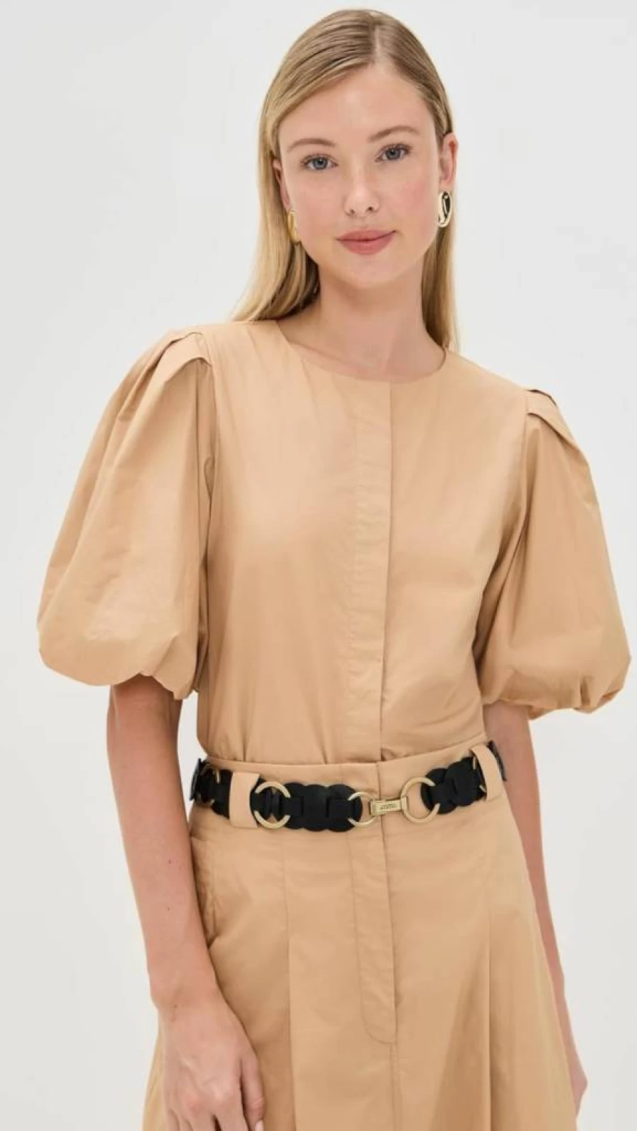LE BOP Women's Liza Blouse with Puff Sleeves - Stylish Casual Shirt for Women