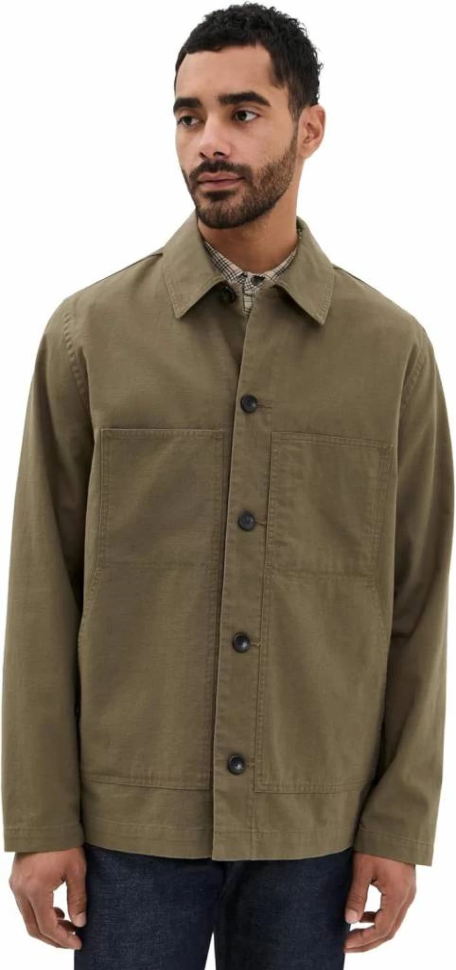 Vince Men's Slub Cotton Linen Utility Jacket - Relaxed Fit Chore Coat for Casual Wear