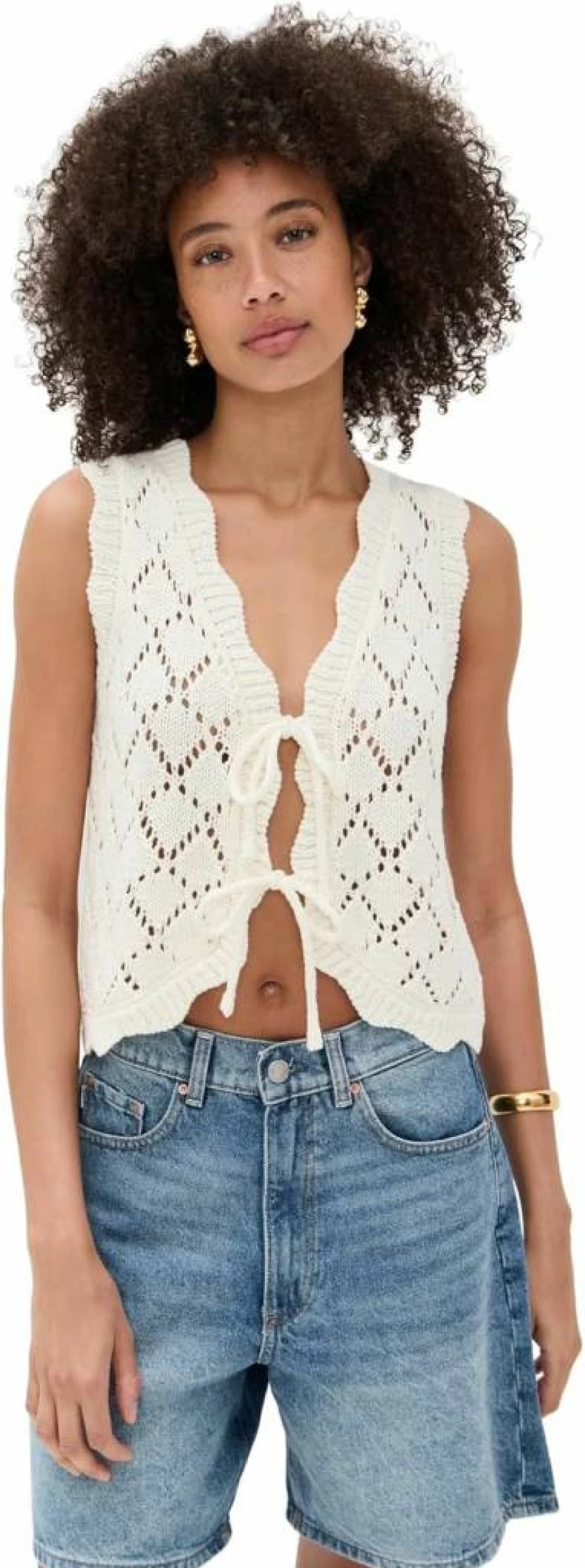 Line & Dot Women's Aleza Knit Sweater Vest with Tie Detail