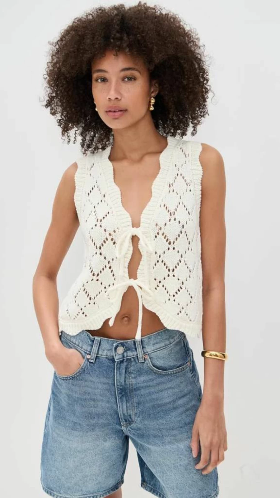 Line & Dot Women's Aleza Knit Sweater Vest with Tie Detail
