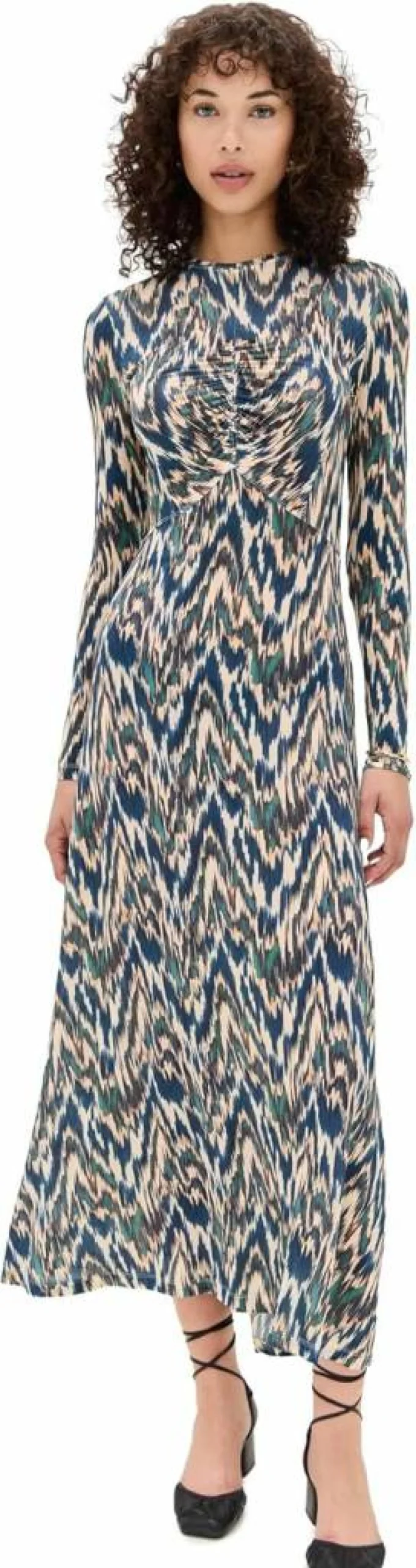 Ulla Johnson Naia Long Sleeve Ruched Midi Dress for Women - Elegant Boho Style
