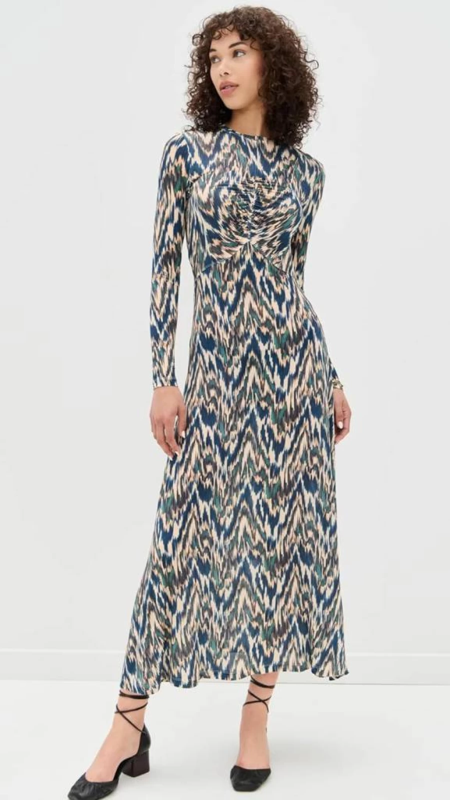 Ulla Johnson Naia Long Sleeve Ruched Midi Dress for Women - Elegant Boho Style