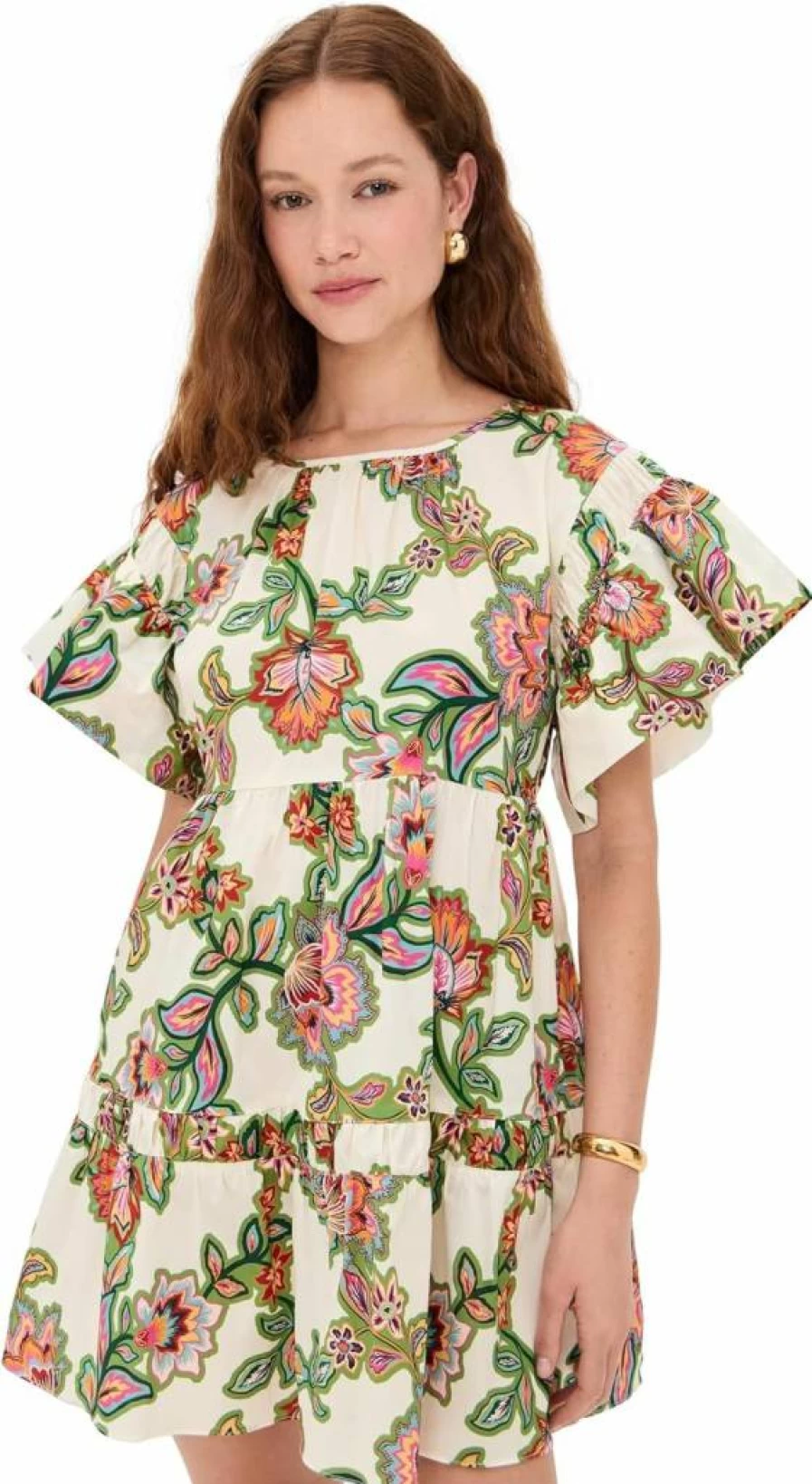 Misa Women's Mabel Dress - Elegant Flowy Summer Dress with V-Neck and Floral Print