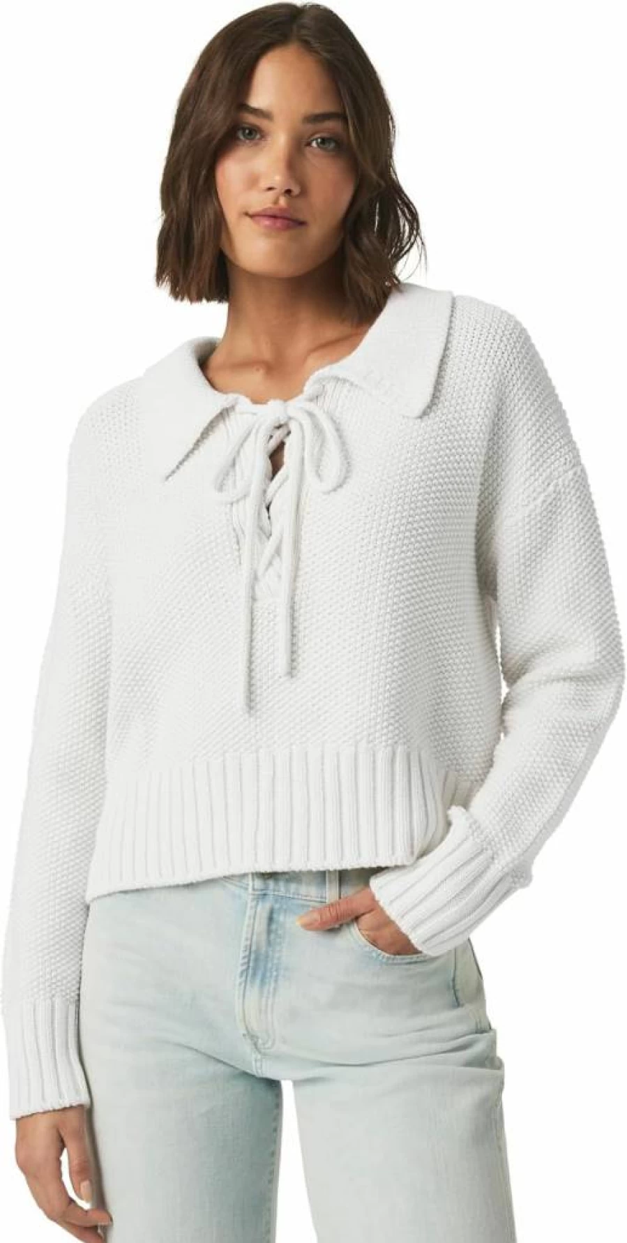 Splendid Women's Roxie Long Sleeve Lace-Up Knit Sweater