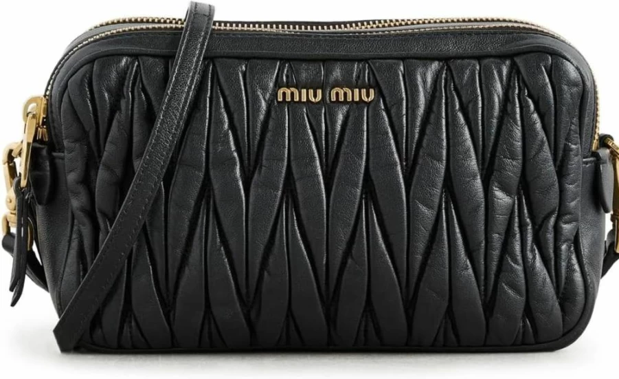 Miu Miu Matelasse Leather Shoulder Bag for Women - Vintage Pre-Owned Designer Handbag