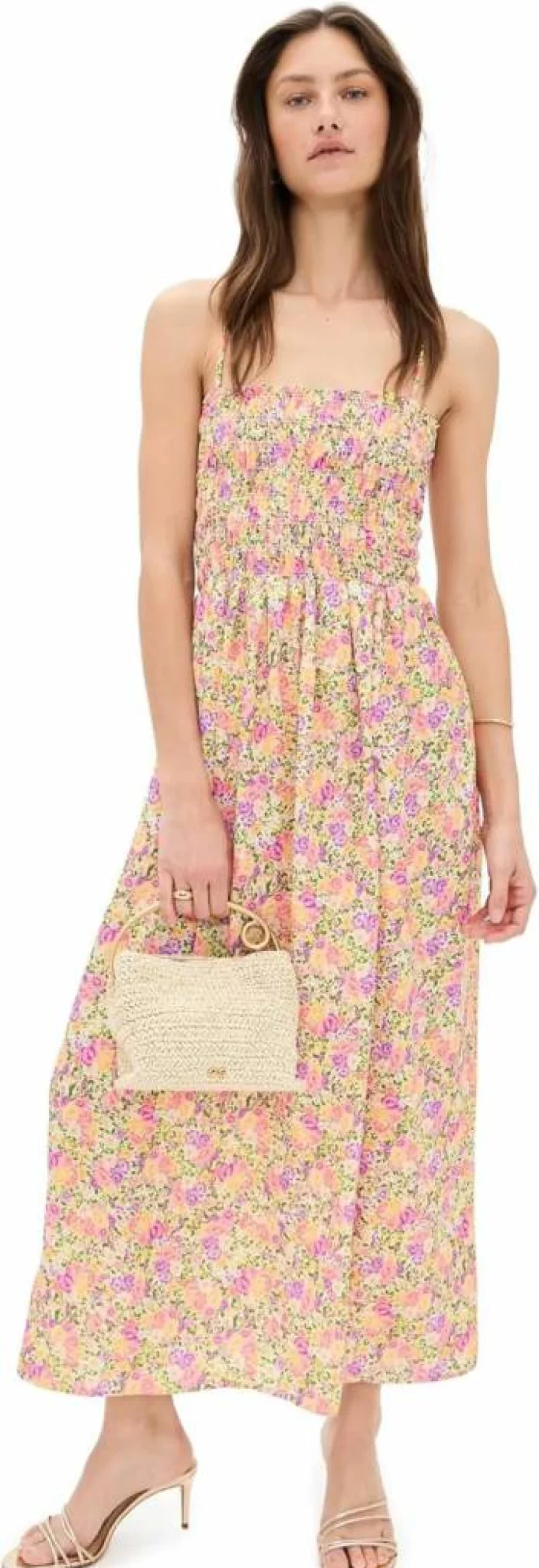 RESA Women's Caroline Midi Dress - Elegant Flowy Summer Dress with Floral Print