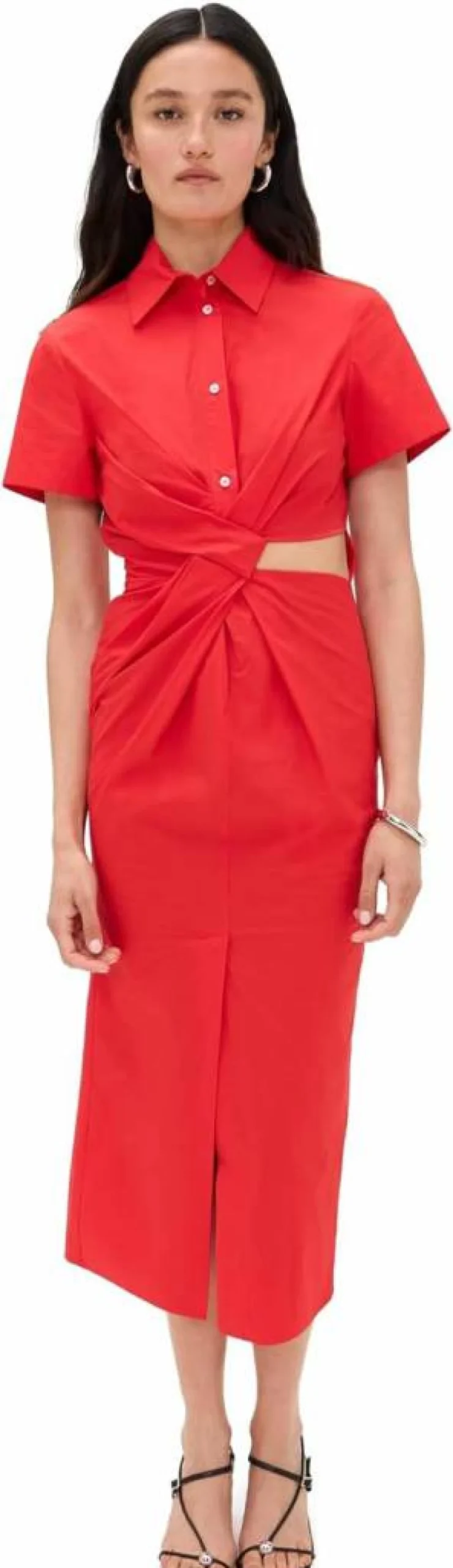 MSGM Women's Short Sleeve Collared Midi Dress - Stylish Casual Summer Dress