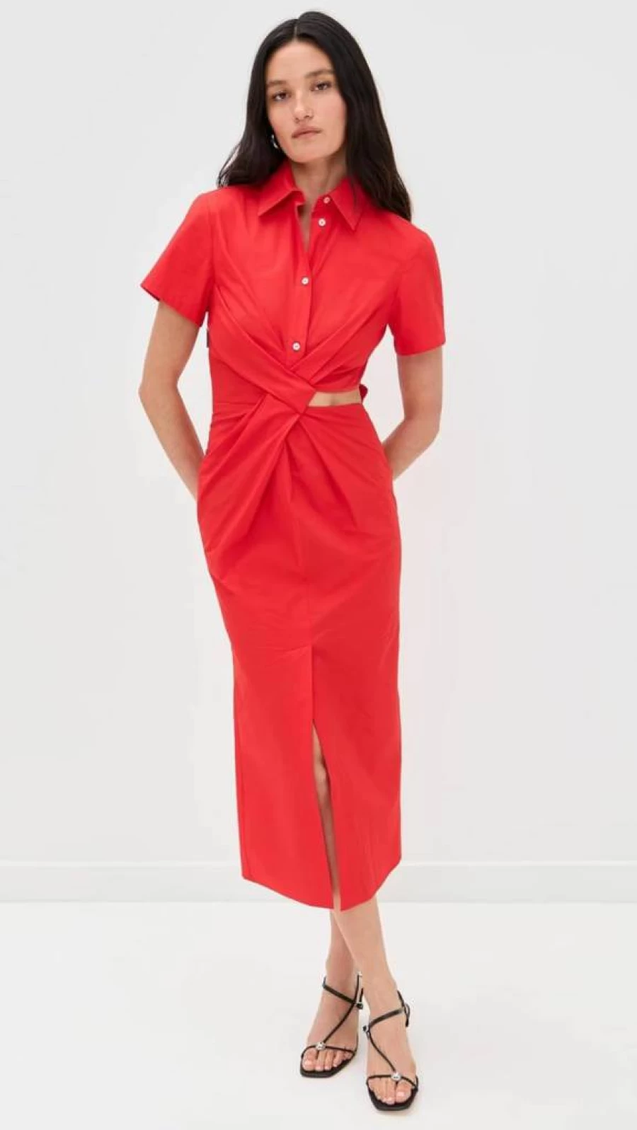 MSGM Women's Short Sleeve Collared Midi Dress - Stylish Casual Summer Dress