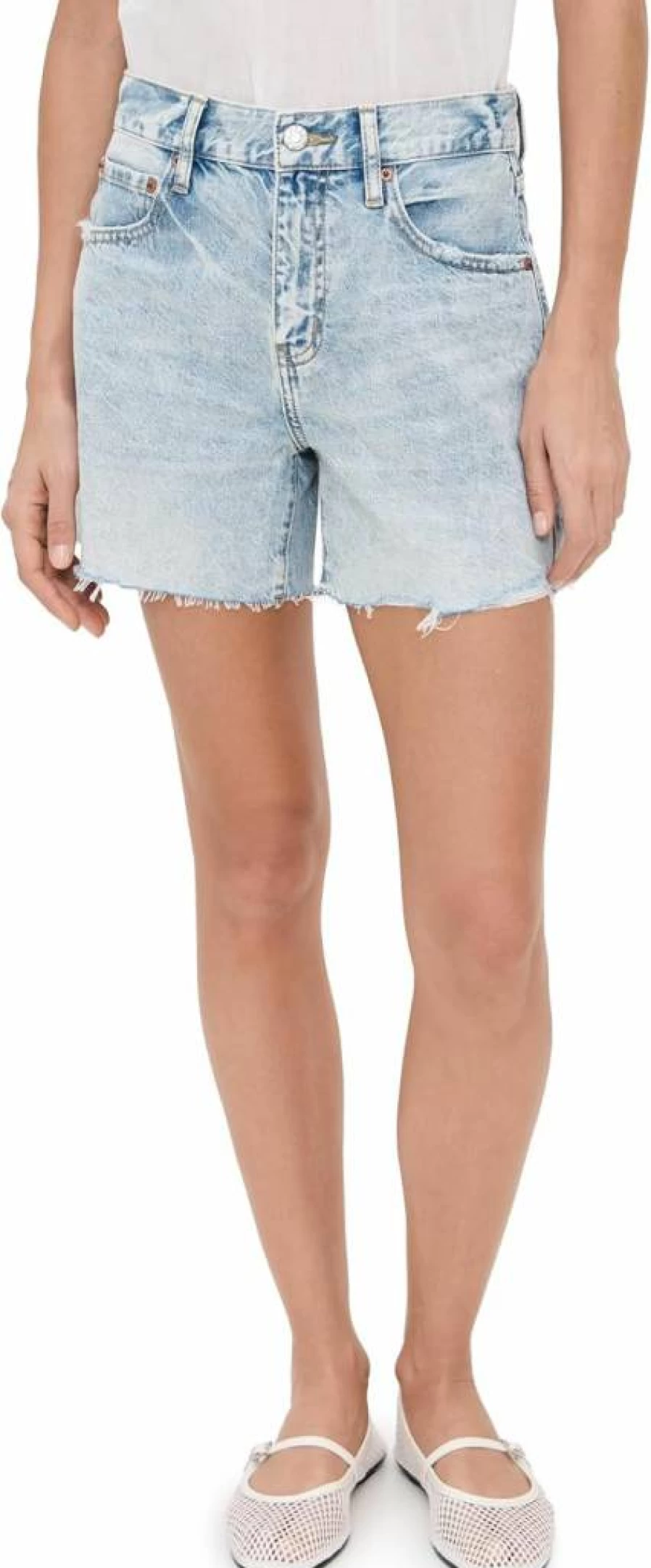 DAZE Women's High-Waisted Crossroad Denim Shorts - Trendy Distressed Casual Summer Shorts for Women