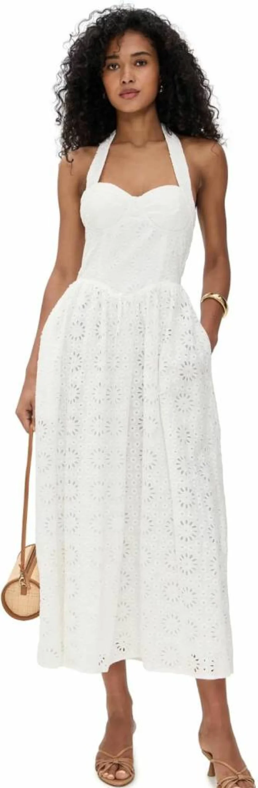 Line & Dot Women's Anka Dress - Stylish Floral Printed Summer Midi Dress with V-Neck and Ruffle Sleeves