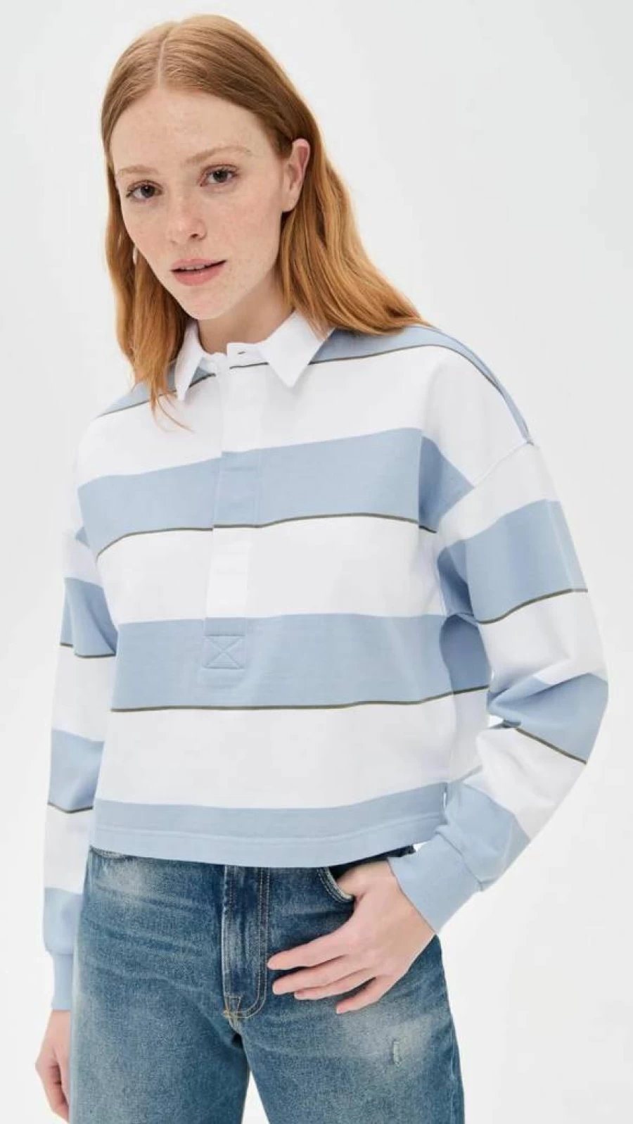 AMO Women's Vintage Annie Rugby Crop Top - Stylish Retro Athletic Tee for Women