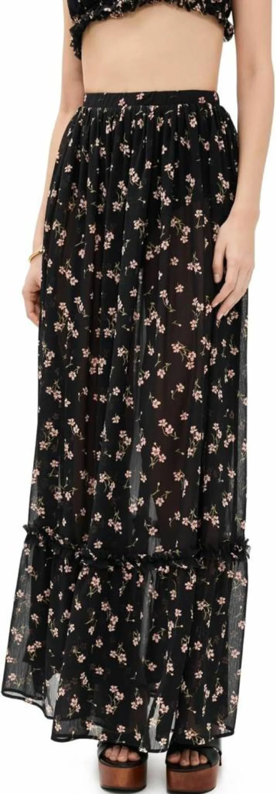 AFRM Women's Allegra Flowy Midi Skirt - Boho Chic Printed A-Line Summer Skirt