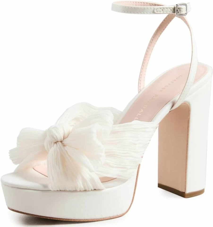 Loeffler Randall Natalia Platform Heels for Women with Pleated Bow Detail