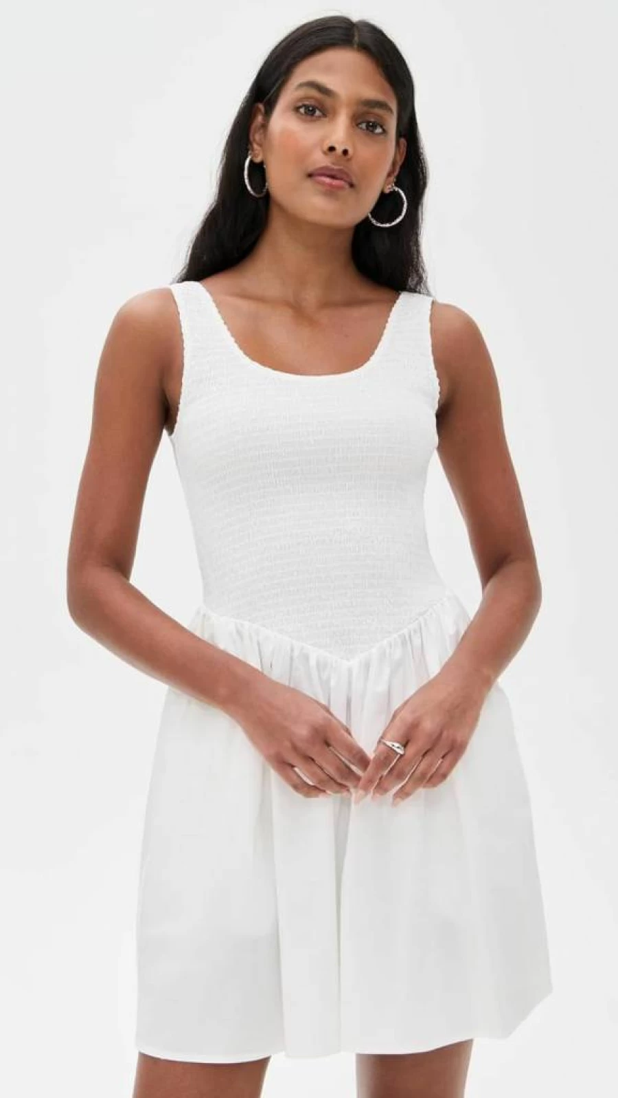 WAYF Dana Smocked Mini Dress for Women - Flowy Summer Dress with Ruffles