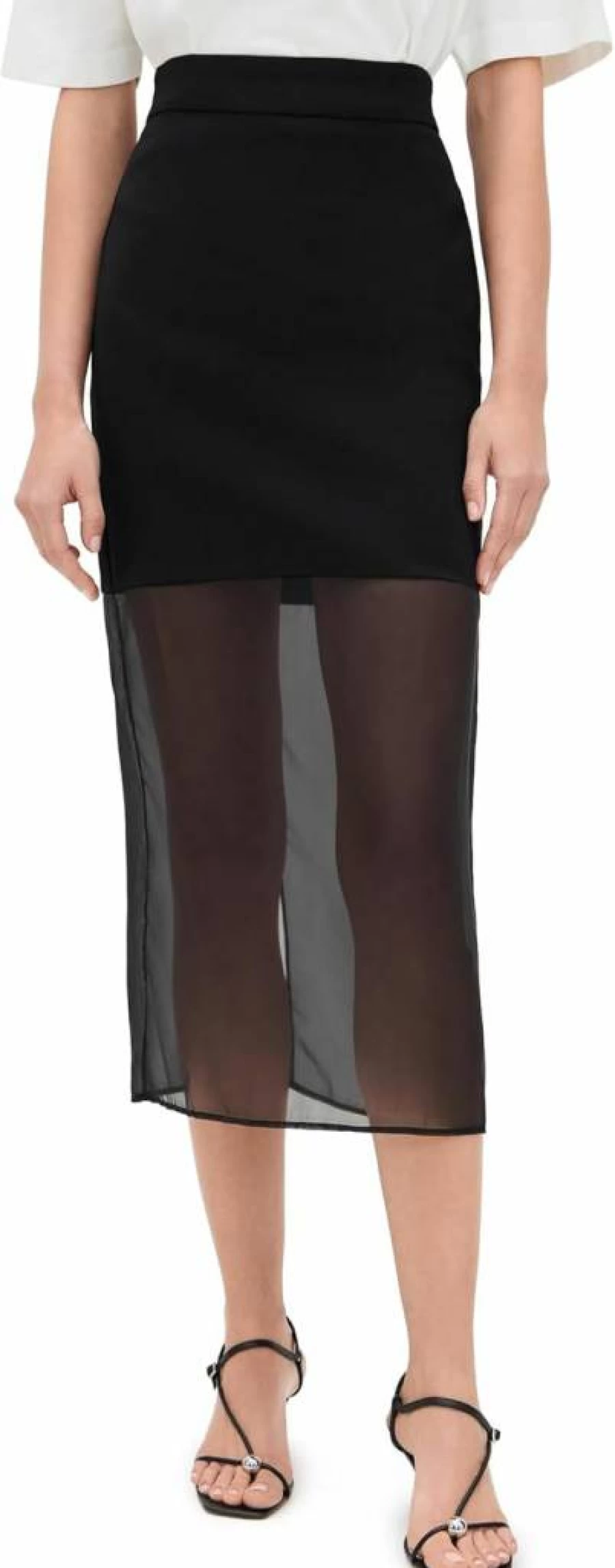 Pixie Market Women's Mesh Sheer Panel Skirt - Trendy High Waist Flowy A-Line Style