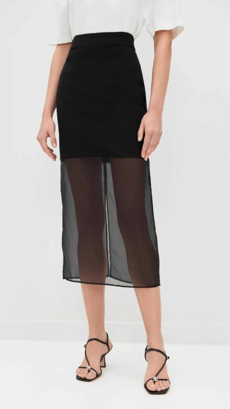 Pixie Market Women's Mesh Sheer Panel Skirt - Trendy High Waist Flowy A-Line Style
