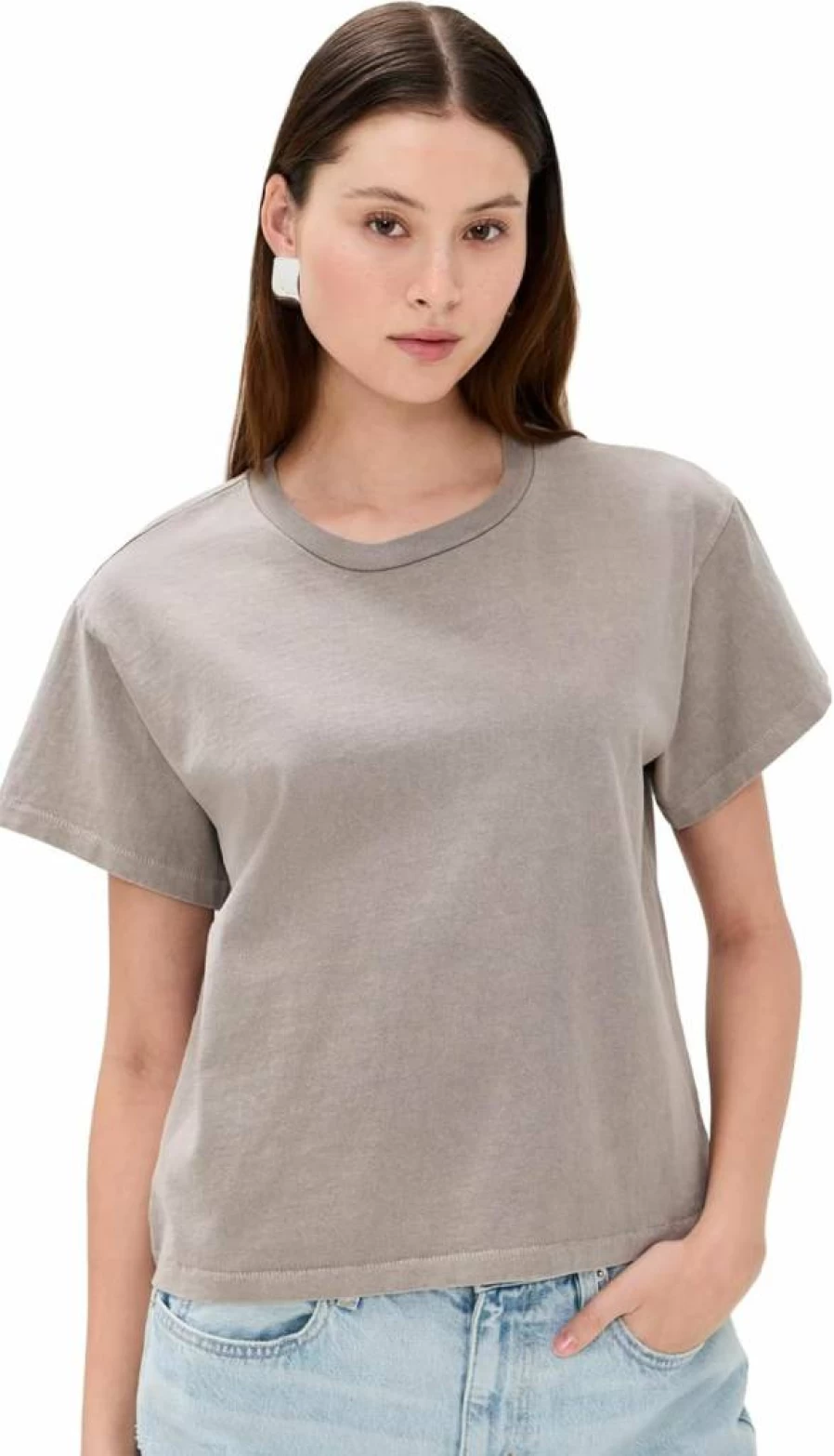 SLVRLAKE Women's Square Neck Short Sleeve T-Shirt - Casual Basic Tee for Women