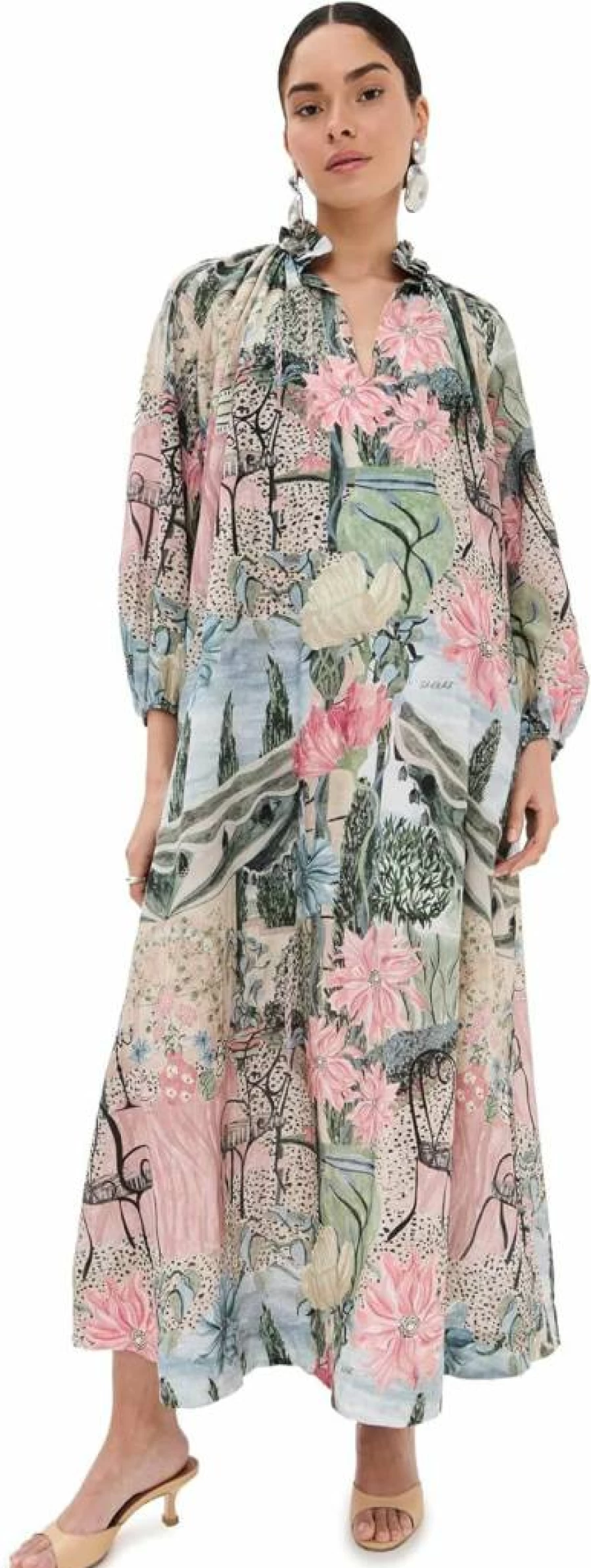 Isla & White Women's Pascale Dress - Elegant Flowy Summer Dress with Floral Print