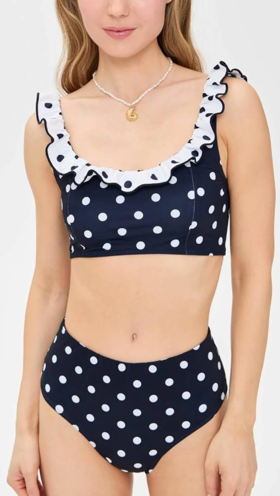 Sea Women's Paulina Polka Dot Bikini Top - Ruffled Swimwear for Women