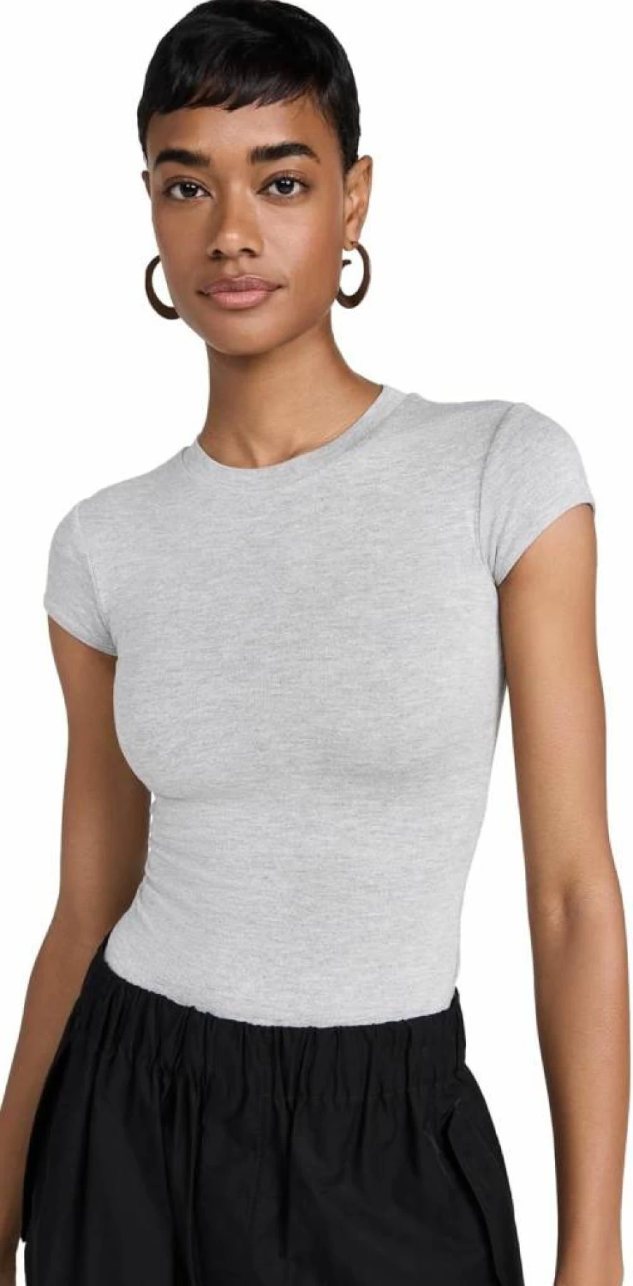 AFRM Women's Harper Crewneck Bodysuit - Stretch Cotton Comfort Fit Casual Basic Top