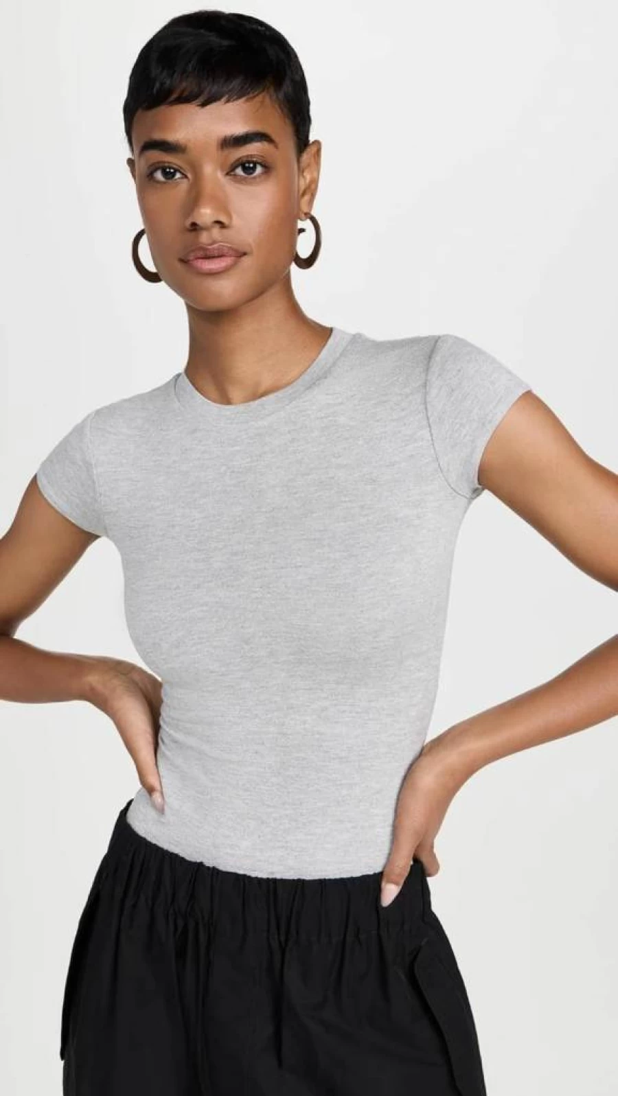 AFRM Women's Harper Crewneck Bodysuit - Stretch Cotton Comfort Fit Casual Basic Top