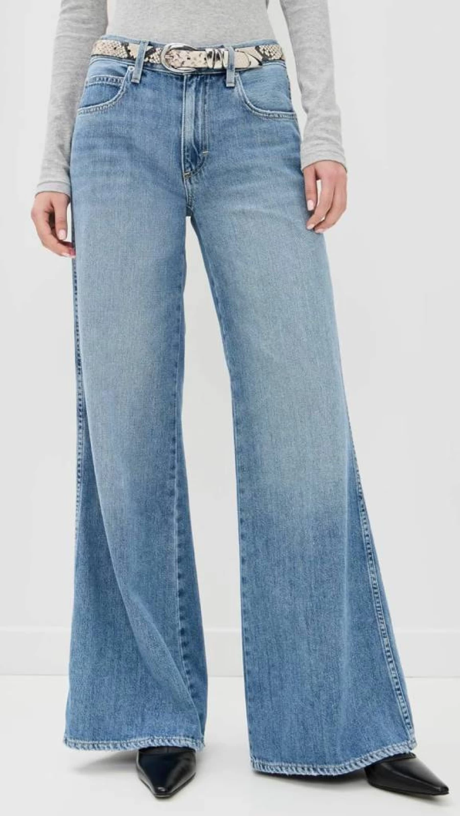 AMO Women's High-Waisted Faith Flare Jeans - Stretch Denim Bootcut Pants for Women