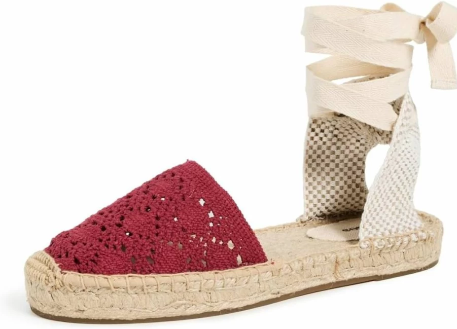 Soludos Women's Lauren Lace-Up Crochet Espadrille Flats | Breathable Summer Shoes | Handmade Comfort