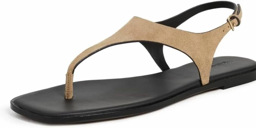 Madewell Women's Piaule Suede Thong Sandal with Ankle Strap