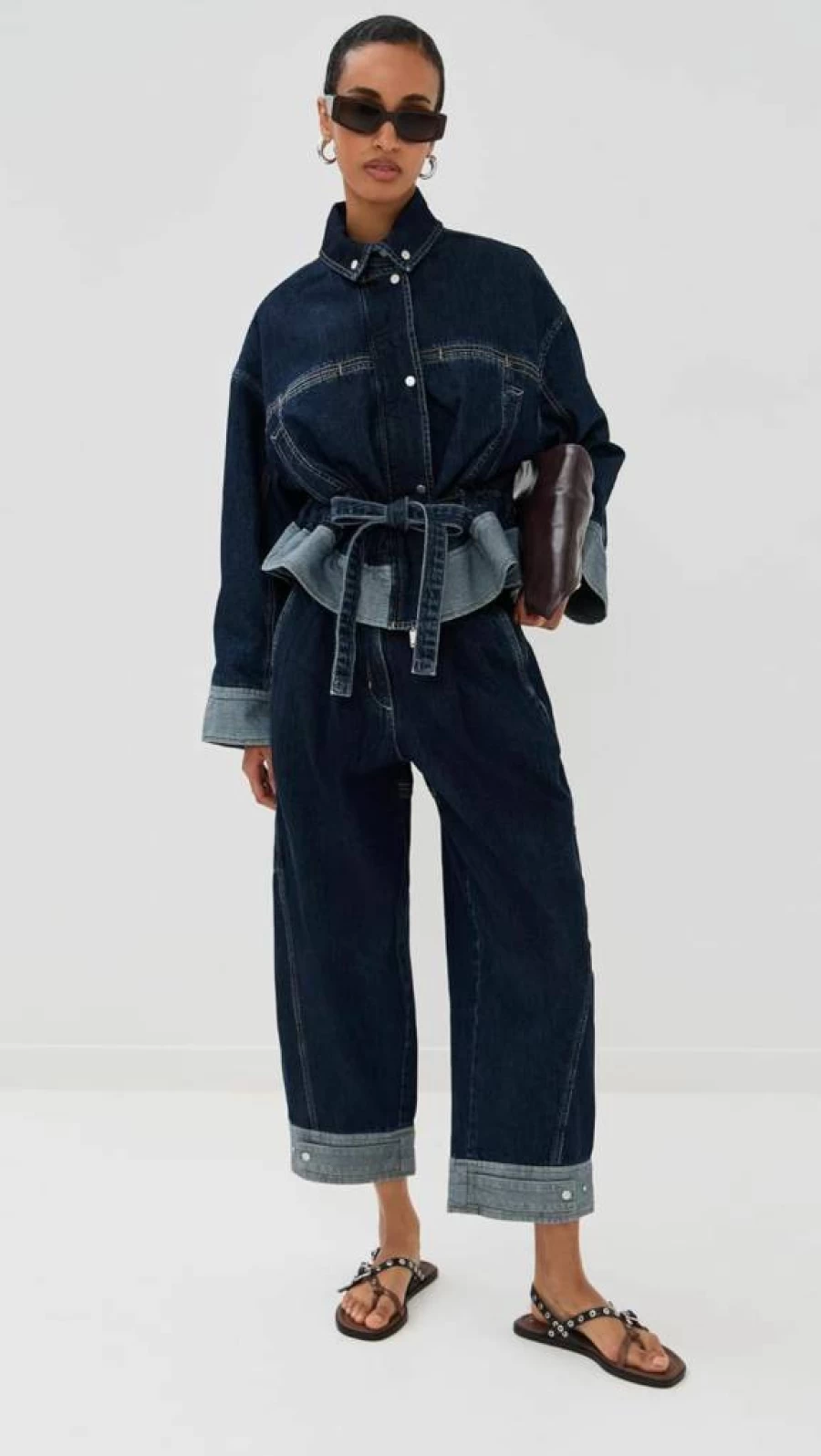 3.1 Phillip Lim Women's Cropped Wide Leg Pants - High Waist Curved Hem Trousers for Women