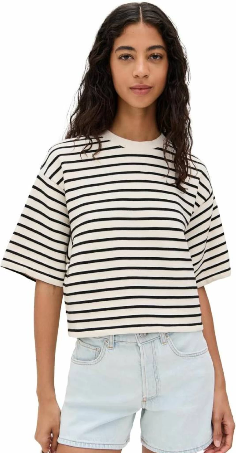 ANINE BING Women's Myers Cropped T-Shirt | Short Sleeve Casual Top