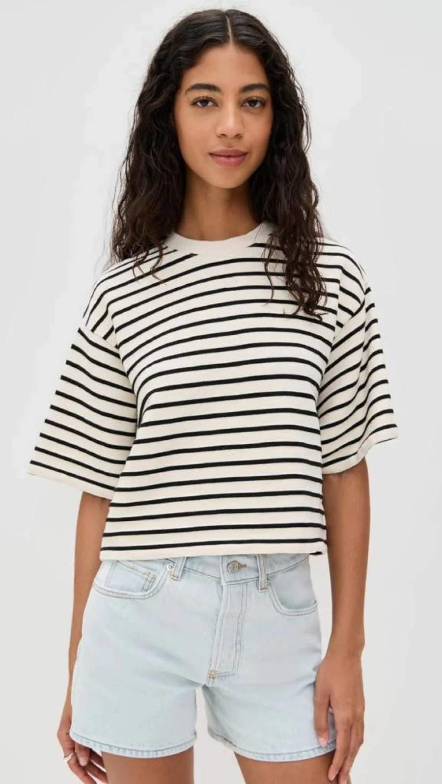 ANINE BING Women's Myers Cropped T-Shirt | Short Sleeve Casual Top