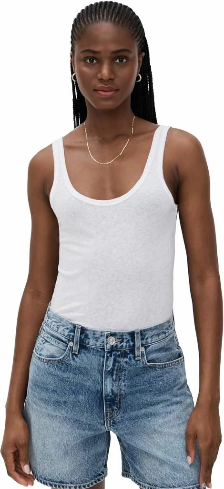 Leset Laura Women's Scoop Neck Tank Top - Casual Stretch Fit Basic Cami