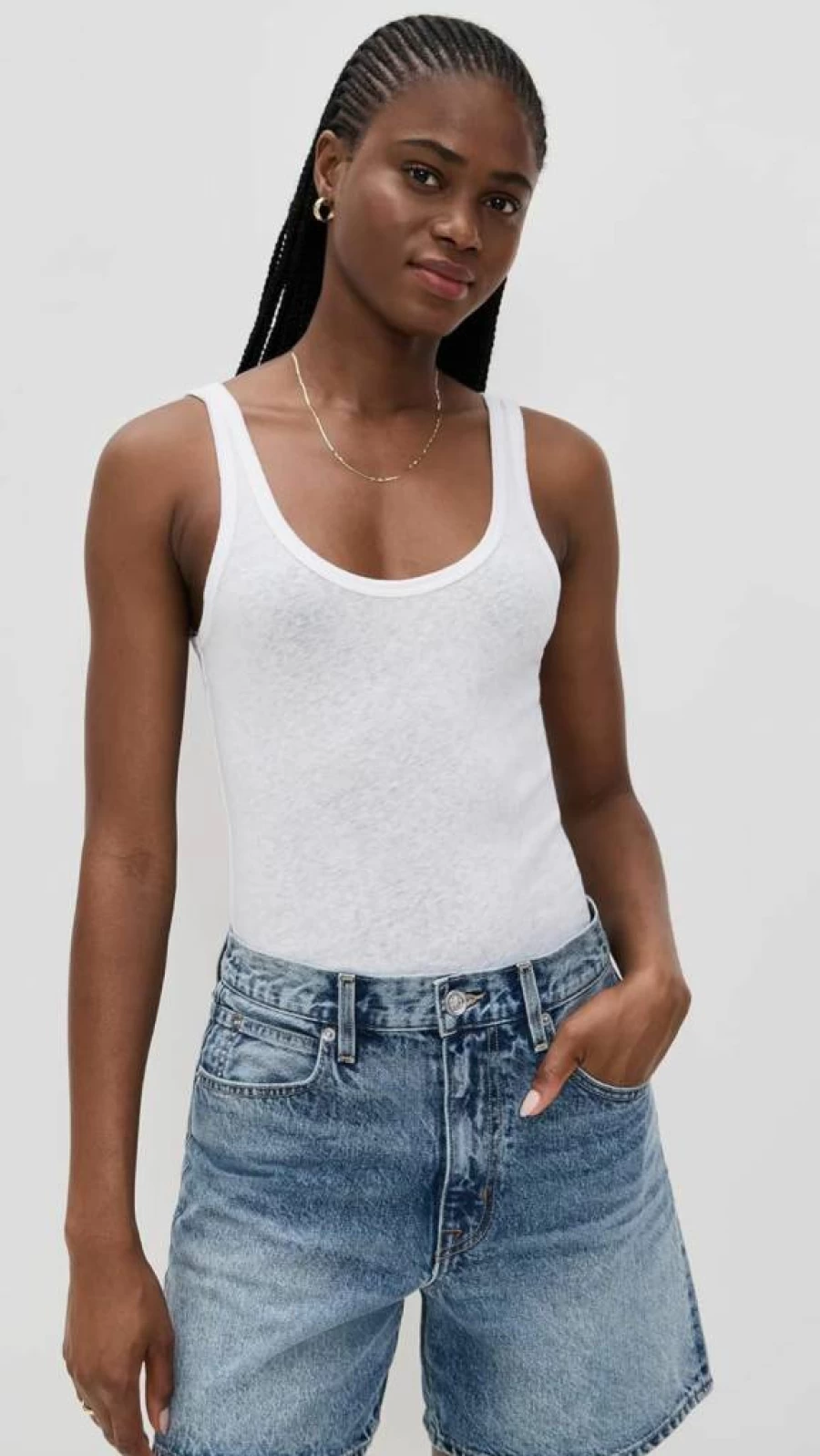 Leset Laura Women's Scoop Neck Tank Top - Casual Stretch Fit Basic Cami