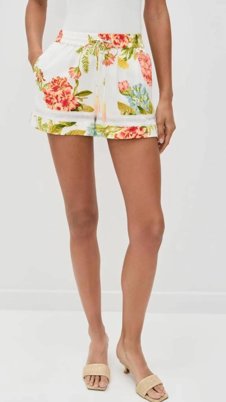 Hemant and Nandita Women's Lace-Trimmed Floral Printed Shorts – Stylish & Comfortable