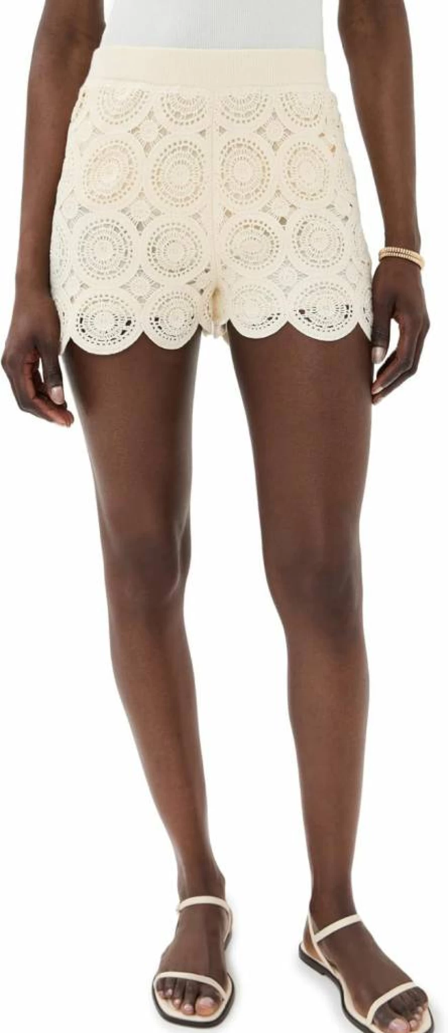 LE BOP Women's Boho Crochet Shorts – Summer Beach High-Waisted Lace Shorts for Women