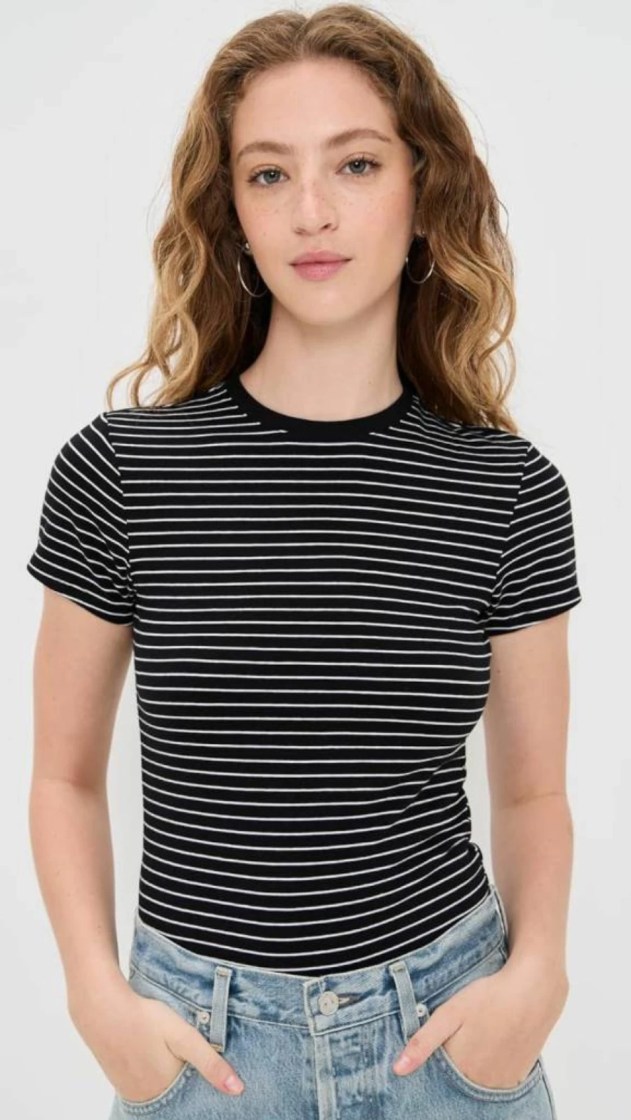 Good American Light Ray001 Stretchy Baby Tee - Soft Comfort Fit Women's T-Shirt