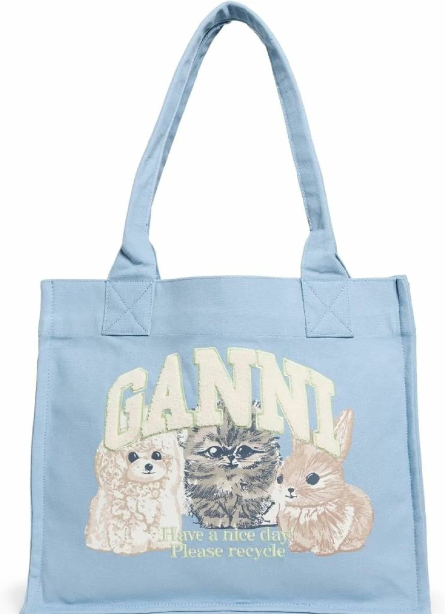 Ganni Women's Large Animal Print Tote Bag - Stylish Spacious Shopper with Pockets
