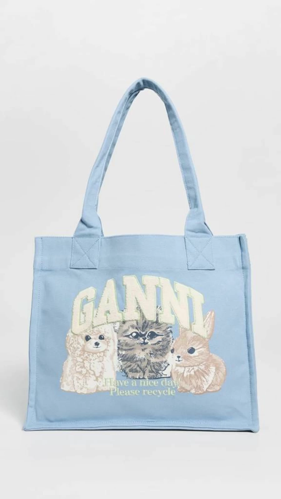 Ganni Women's Large Animal Print Tote Bag - Stylish Spacious Shopper with Pockets