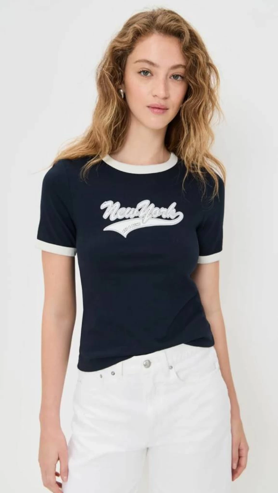 Rag & Bone Women's NY Mica Ringer Tee - Vintage Inspired Short Sleeve Top for Women