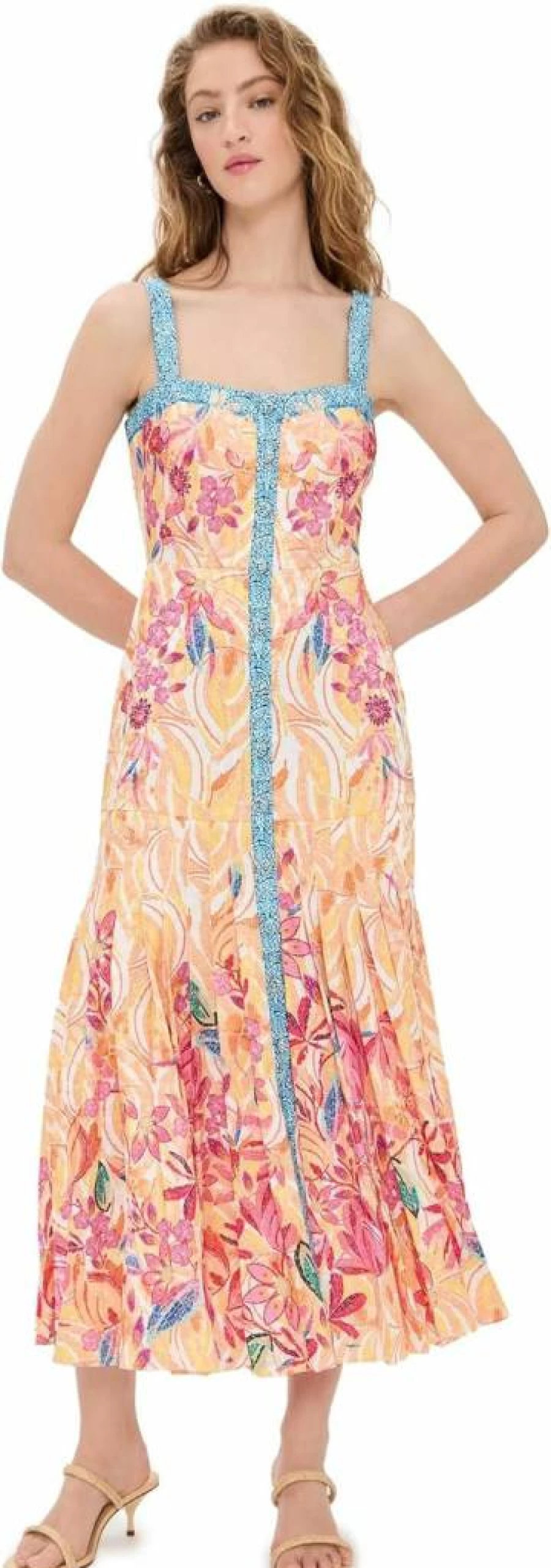 SALONI Women's Karen Floral Print Midi Dress - Elegant Vintage Style Summer Dress