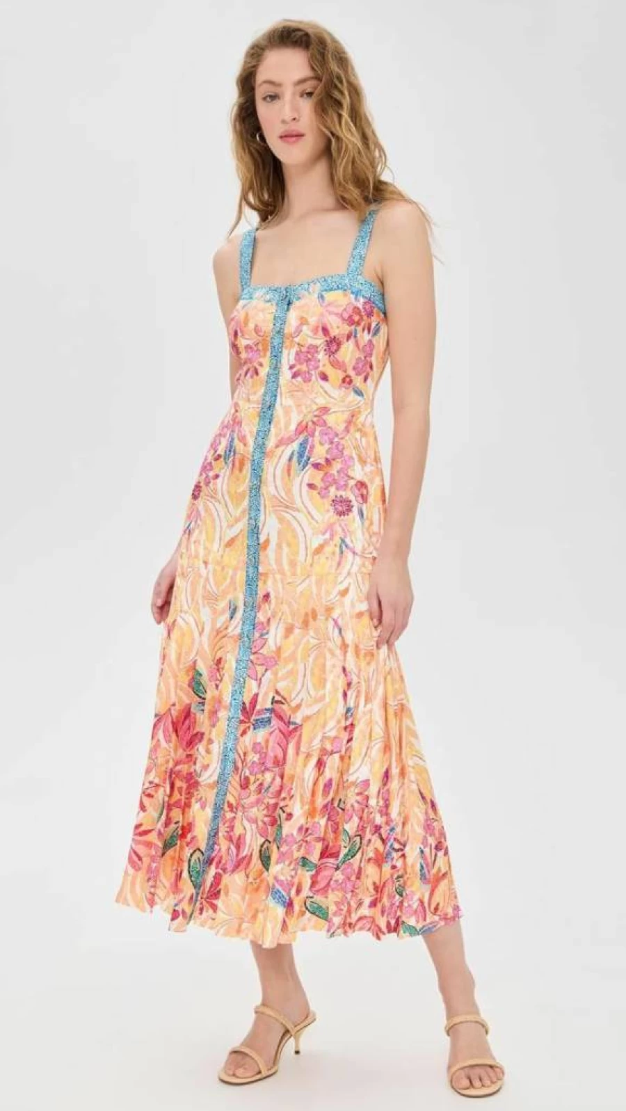 SALONI Women's Karen Floral Print Midi Dress - Elegant Vintage Style Summer Dress