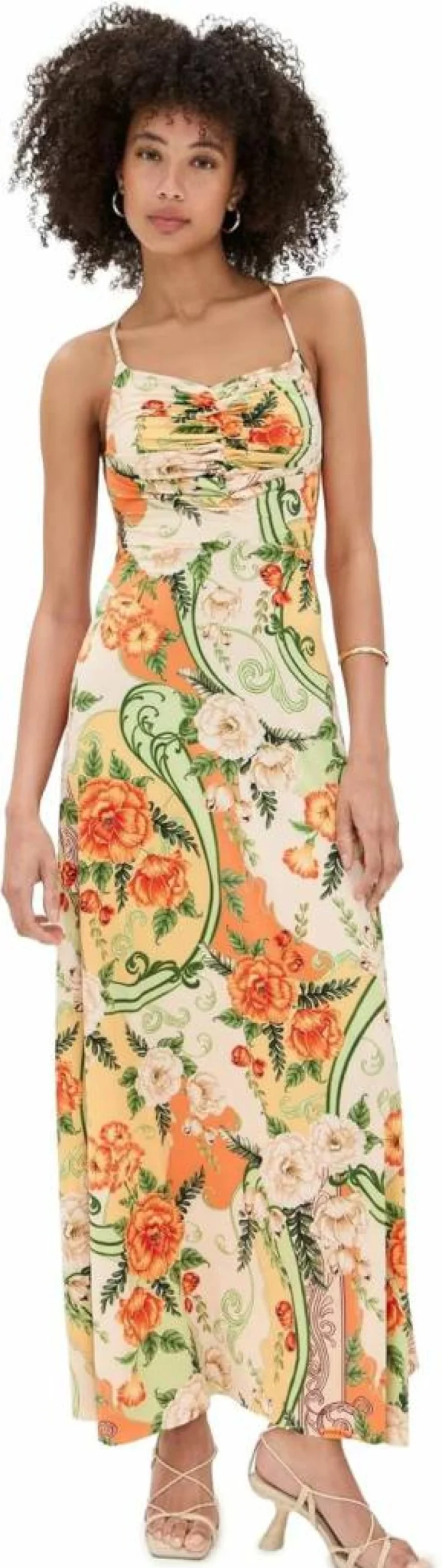 AGUA BENDITA Women's Arista Dress - Elegant Floral Printed Maxi Dress for Summer
