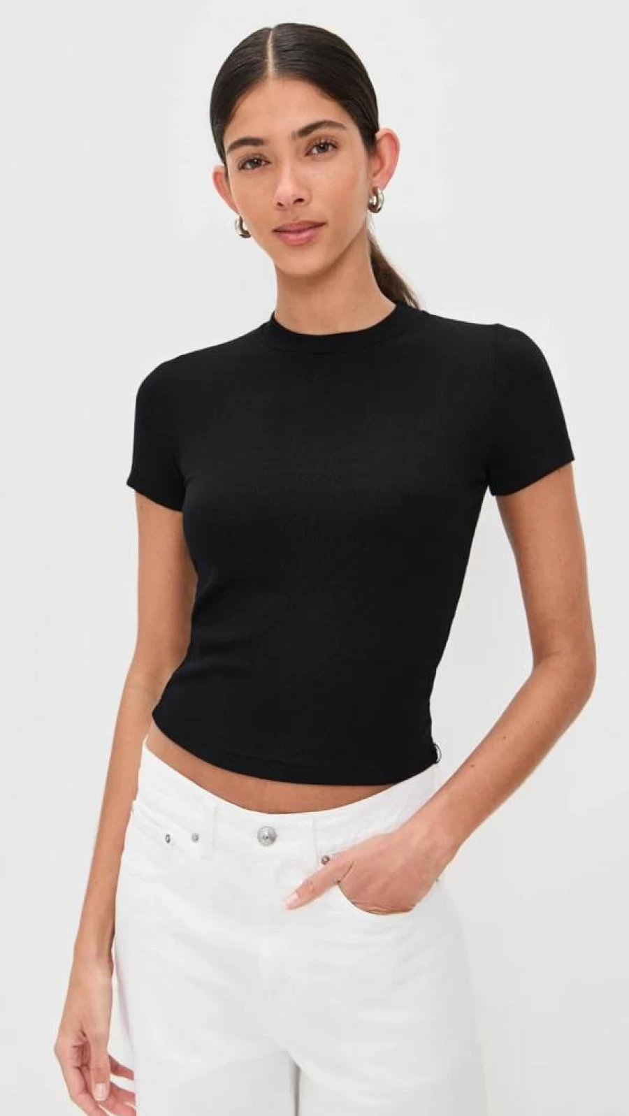 Stateside Women's 2X1 Rib Baby Tee - Soft Casual Short Sleeve Top