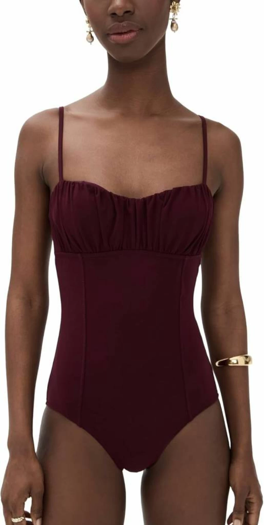 Ulla Johnson Women's Dalila Ruched Maillot One-Piece Swimsuit | Stylish Ruched Design | Comfortable Swimwear