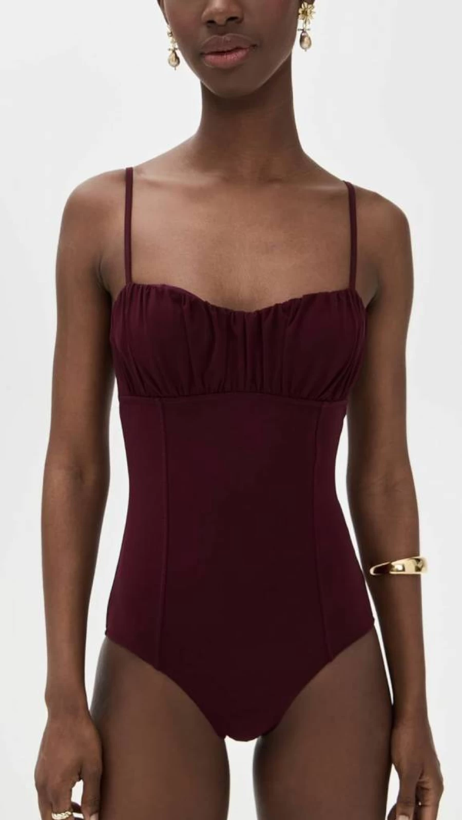 Ulla Johnson Women's Dalila Ruched Maillot One-Piece Swimsuit | Stylish Ruched Design | Comfortable Swimwear