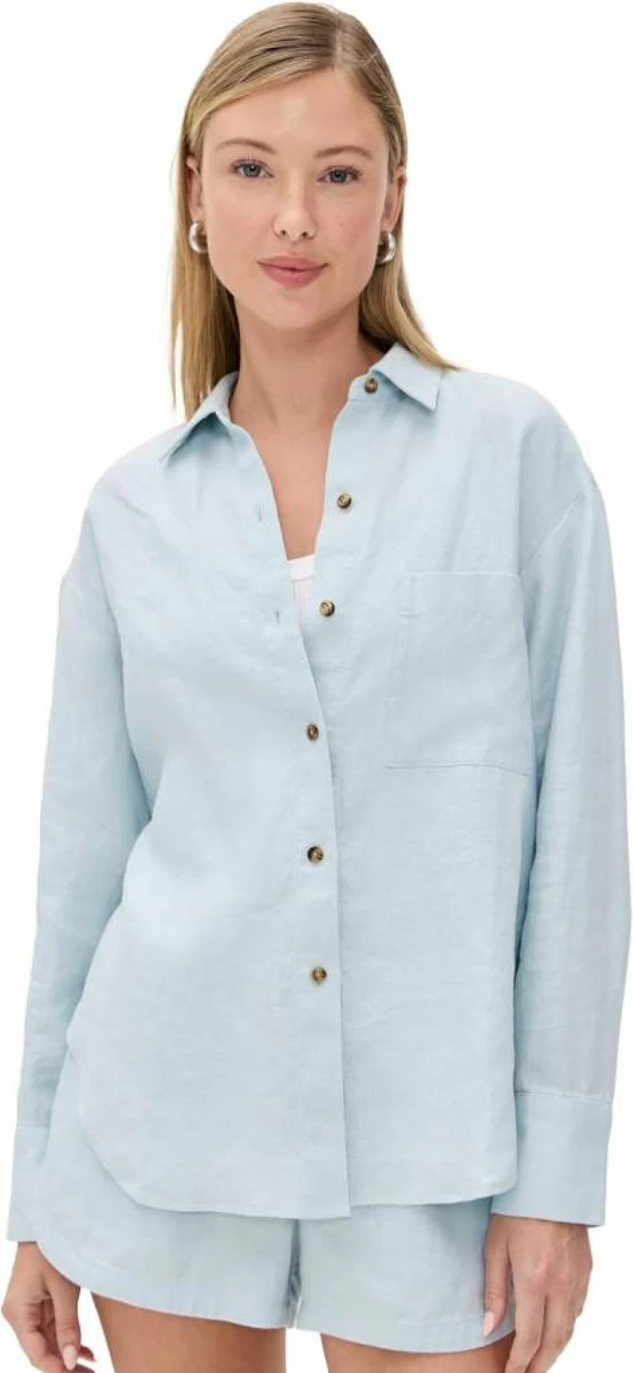 LE BOP Women's Estelle Shirt - Classic Casual Button-Down Top for Women