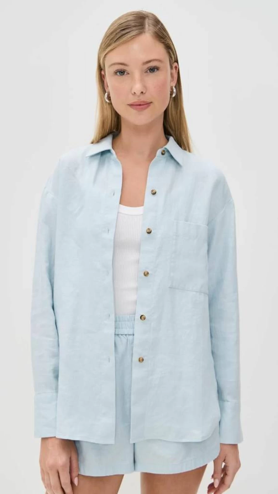 LE BOP Women's Estelle Shirt - Classic Casual Button-Down Top for Women